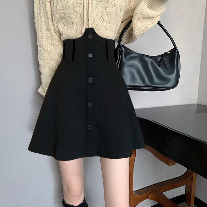 胖mm半身裙黑色收腰秋冬遮胯