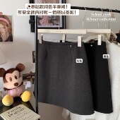 复古高腰显瘦气质短款 高级灰色毛呢半身裙女秋冬新款 大码 a字裙子