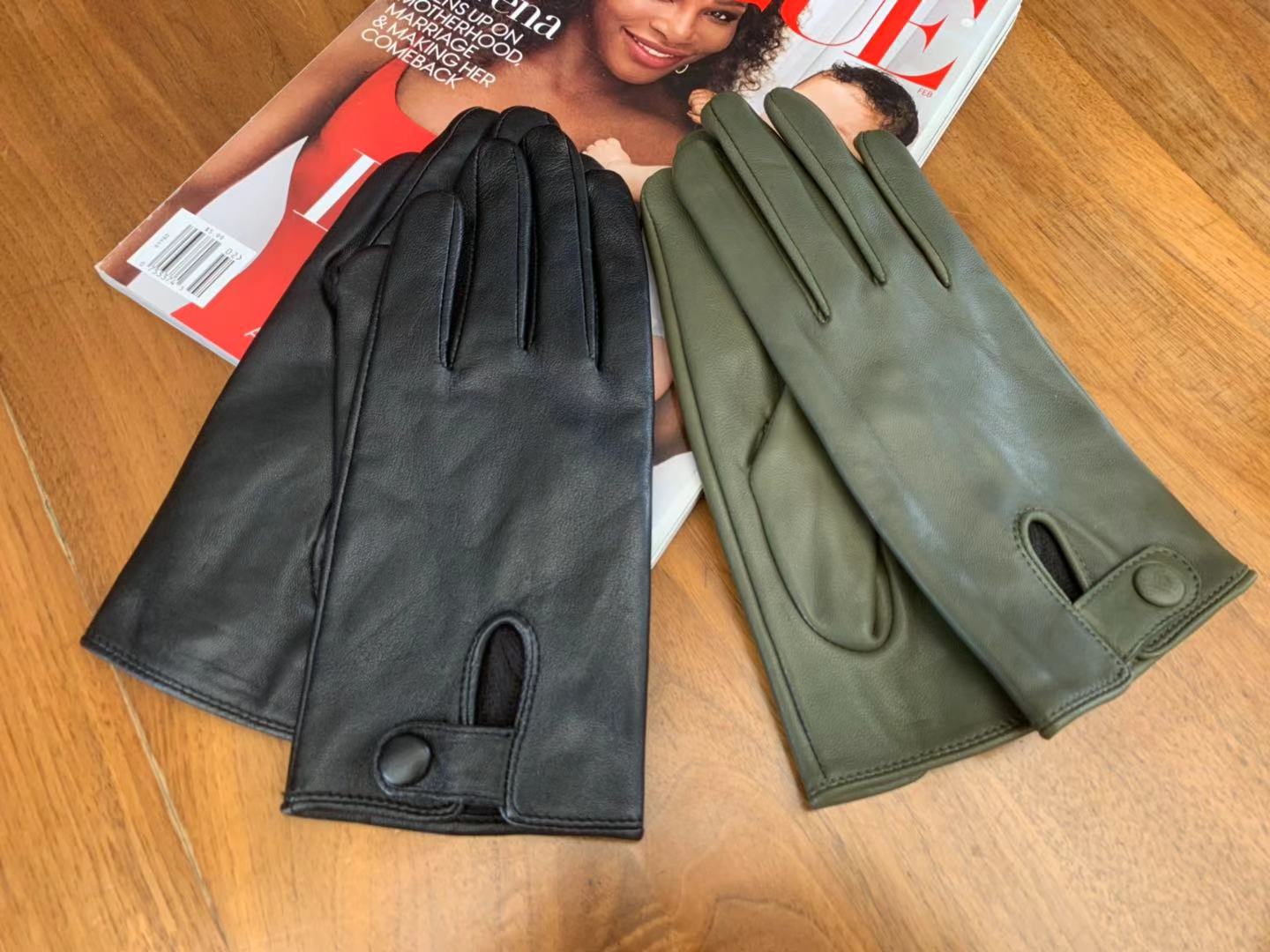 出口日本秋冬高品质女式时尚简洁保暖柔软意大利真皮羊皮手套