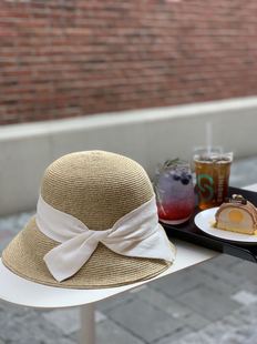 日本进口细致材料女士夏天可折叠防晒遮阳渔夫帽草帽帽子 出口新款