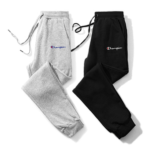 潮牌刺绣纯棉卫裤女士秋冬大码休闲运动长裤情侣款百搭宽松加绒裤