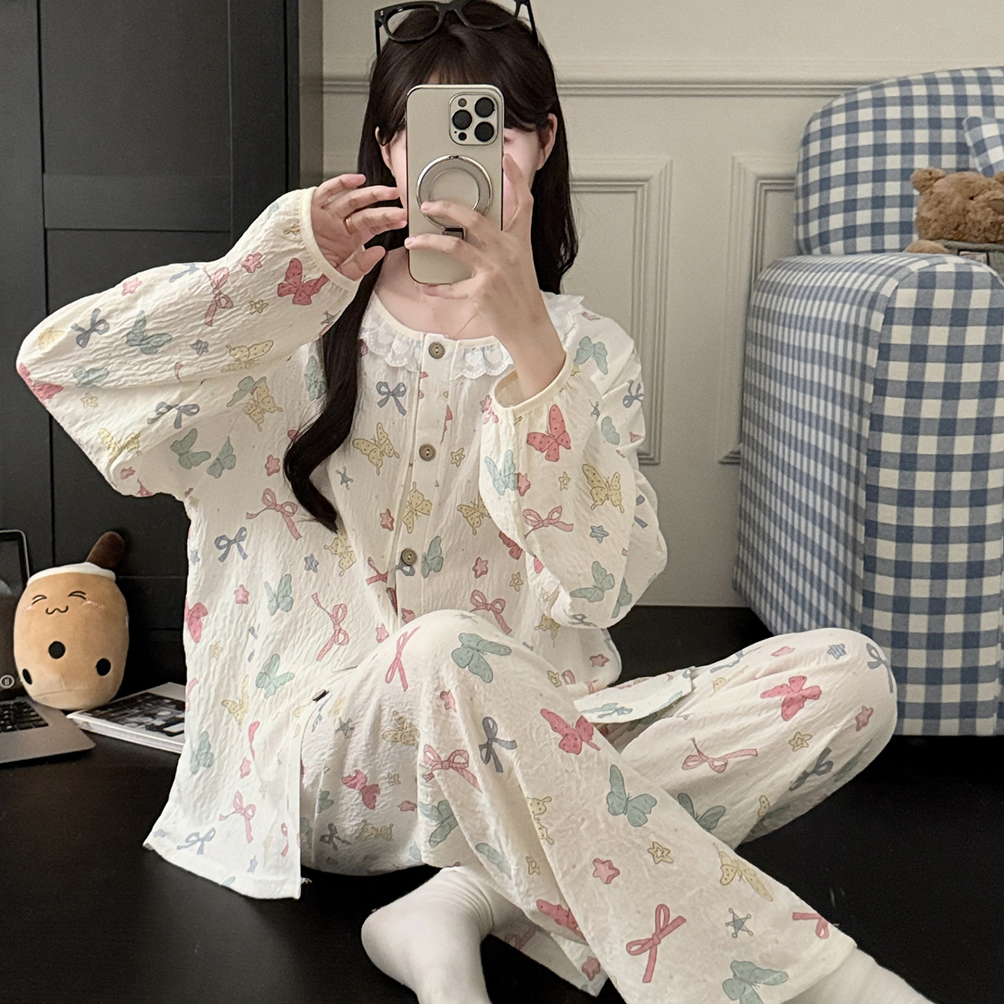 睡衣女春秋季长袖居家服两件套