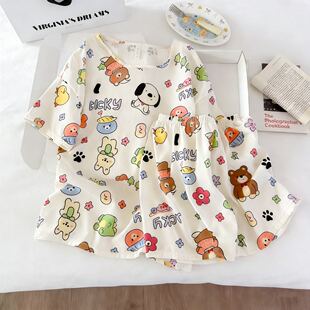 卡通学生两件套装 云朵棉圆领套头睡衣女2026夏季 短裤 休闲短袖 新款