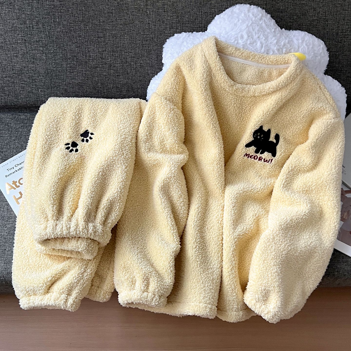 加厚长袖米粒绒套头休闲居家套装