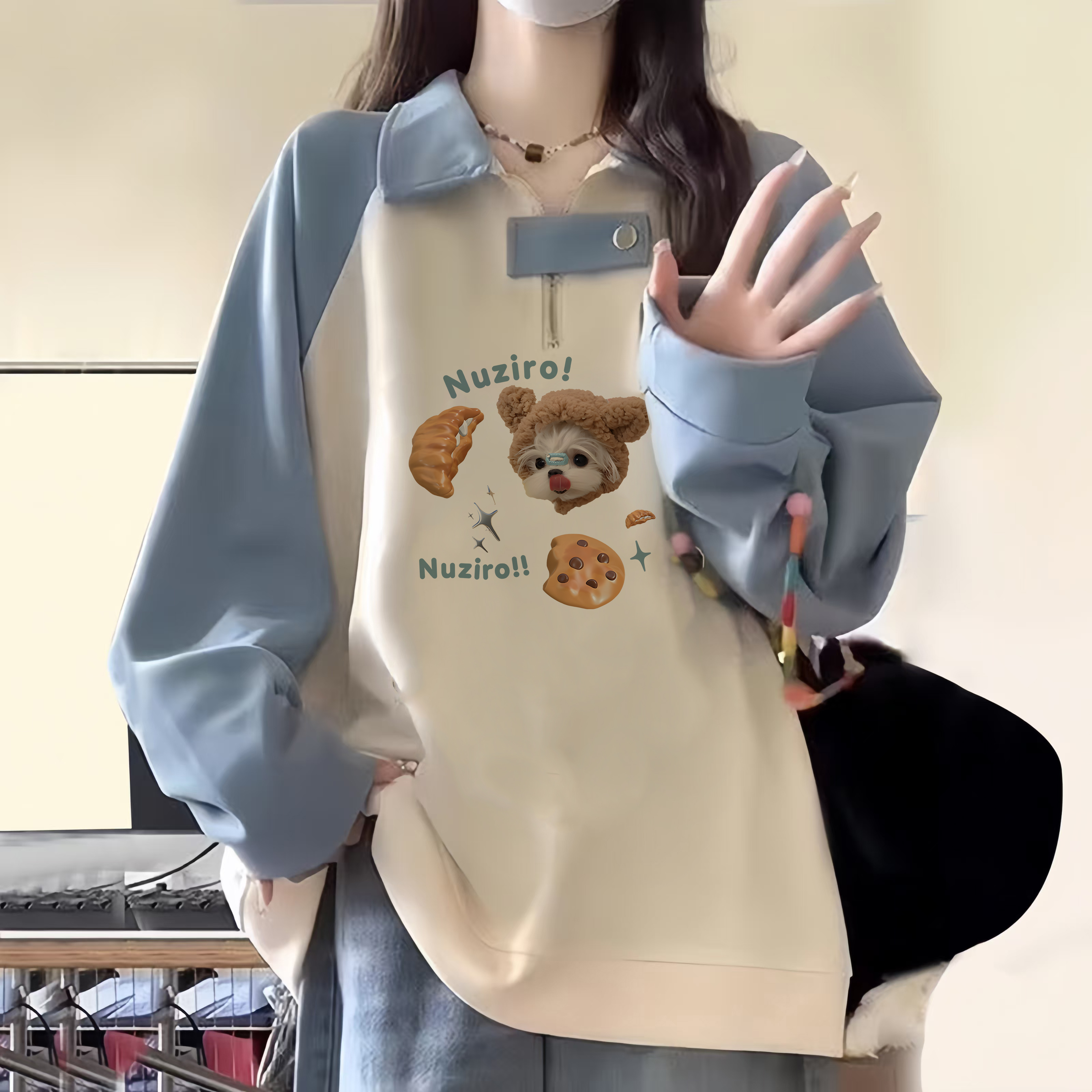 2025秋冬季新款时尚银狐绒卫衣女