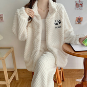 睡衣女秋冬新款 珊瑚绒加厚加绒法兰绒可爱保暖公主风休闲两件套装