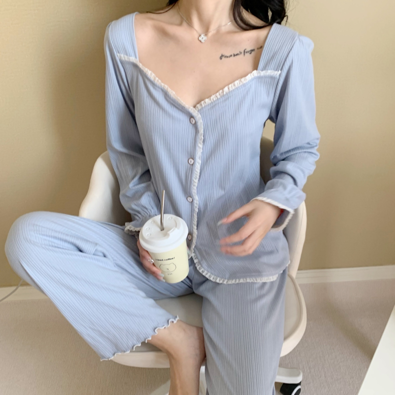 春秋新款长袖长裤公主风两件套女