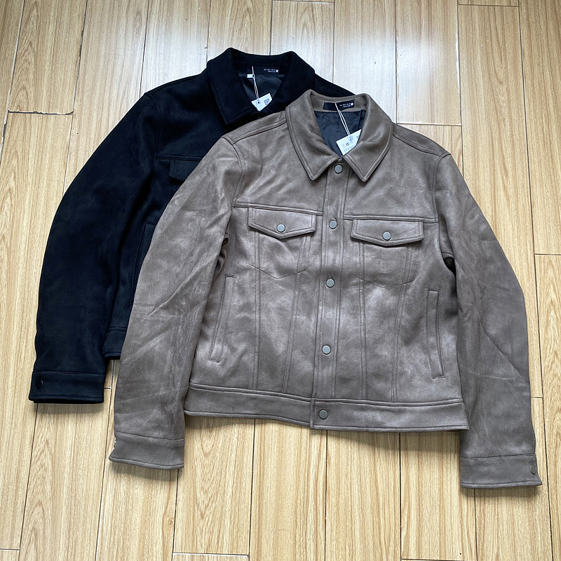 翻领春秋麂皮绒夹克外套