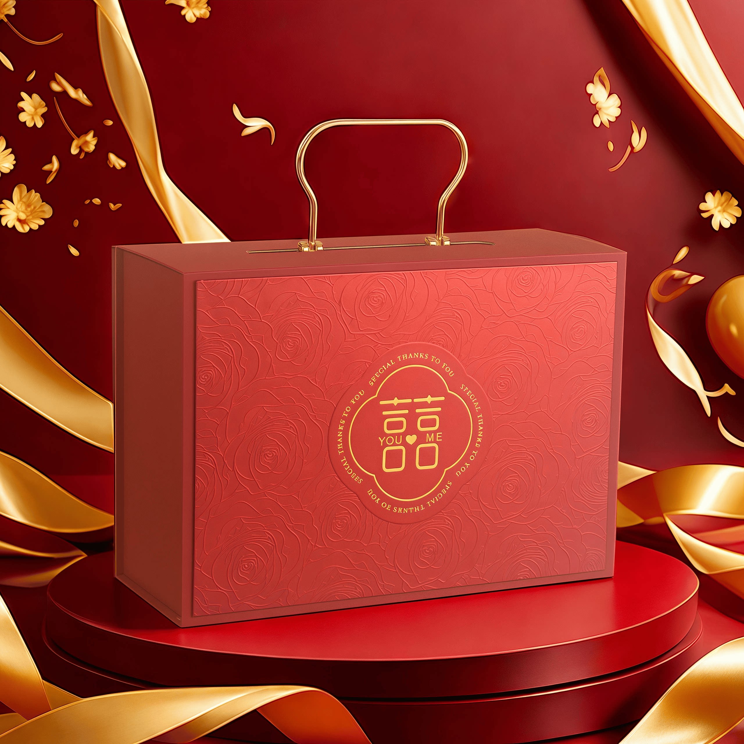 2025年成品含糖高档双层大号提亲订婚结婚金属把手提箱喜糖伴手礼