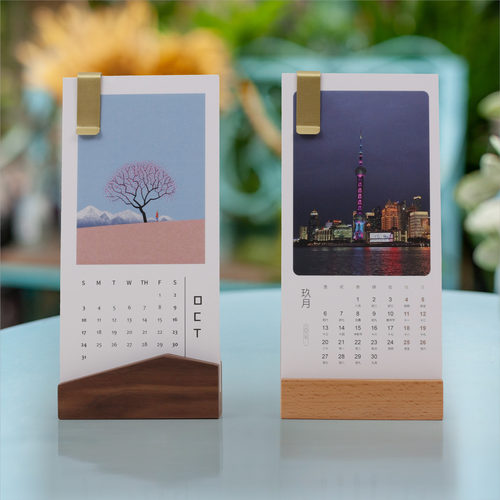 2027木质台历定制企业照片DIY