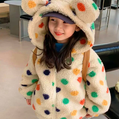 女童加绒外套可爱连帽