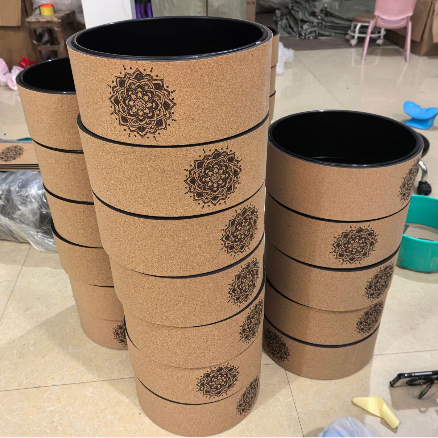 天然软木瑜伽轮滚背开背初学者专业后弯开背后弯腰普拉提圈达摩轮