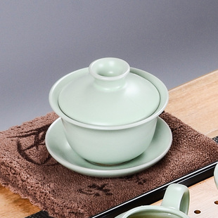 泡茶小号茶杯汝窑陶瓷三才盖碗 哥窑冰裂功夫茶具家用单个茶碗中式