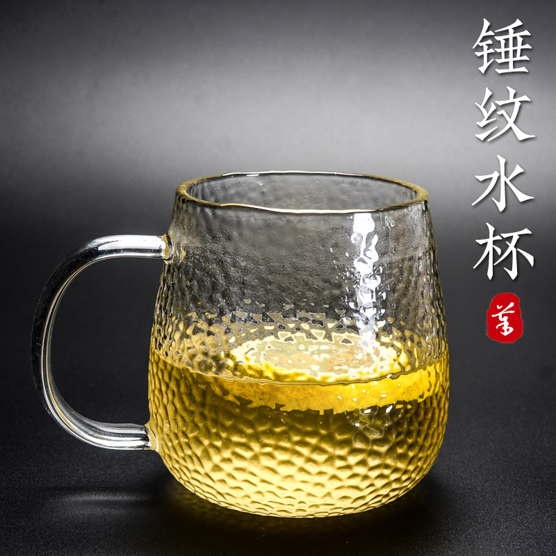 耐高温锤纹手柄防烫办公室花茶杯