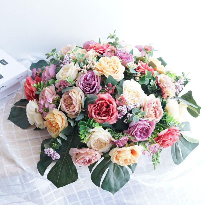 奥斯汀玫瑰会议桌花圆形 Lmdec仿真花会议花台花讲台花假花装饰花