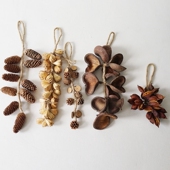 手工干果干花风铃串 松果木片干果挂串门挂壁饰民宿餐厅氛围布置