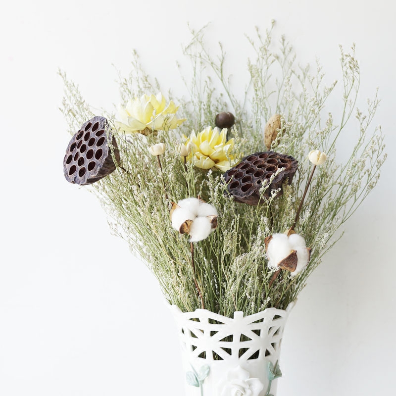 出水芙蓉 lmdec混搭大干花束  干花真花 森系 客厅装饰花套装