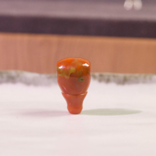 南红玛瑙三通天然原矿精品柿子红带黄皮包浆文玩手串配饰配珠 diy