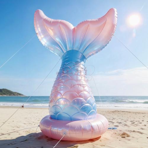定制美人鱼尾巴海豚海里生物仿真充气气模亮闪闪创意美陈户外活动