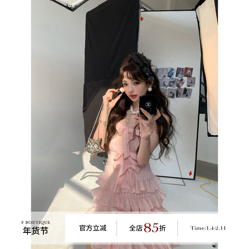 F boutique「香香针织裙」25k手工蝴蝶结绑带羊毛针织吊带连衣裙,女装/女士精品,毛衣,淘宝优惠券,粉丝福利购,淘宝优惠卷
