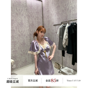 F boutique「Ch1oe典藏系」yb开版定染法蕾醋酸缎宫廷斗篷连衣裙