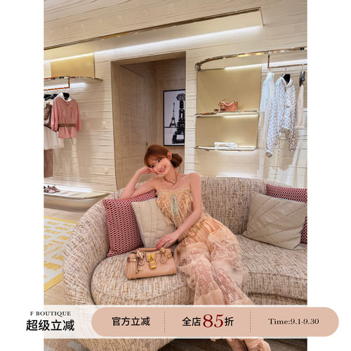 F boutique「Ch1oe欧洲限定」yb定制6种刺绣蕾丝吊带+绑带灯笼裤