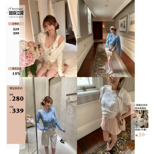 F boutique「娇憨千金」D家*手工蝴蝶结圆领短袖针织衫+长袖外套