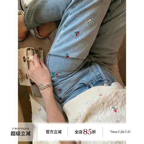 F boutique Di*r花园刺绣牛仔裤
