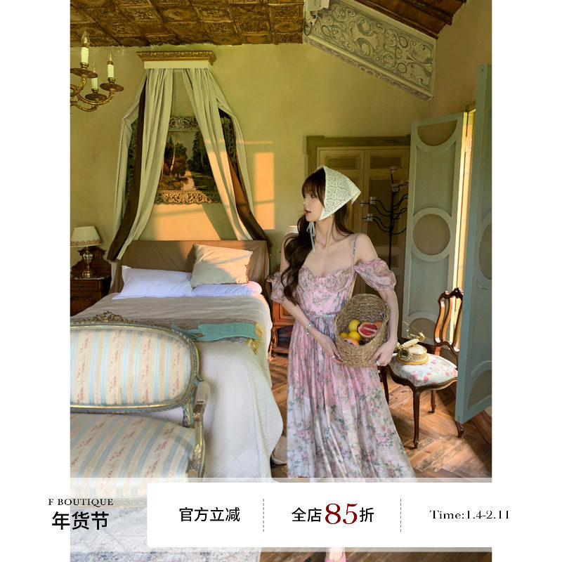 F boutique「house*cb蔷薇花园」莱赛尔天丝印花重工鱼骨连衣裙,女装/女士精品,连衣裙,淘宝优惠券,粉丝福利购,淘宝优惠卷