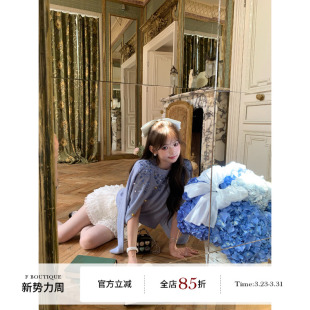 重工钉珠100%羊毛短袖 手工坊 套头衫 长袖 开衫 boutique