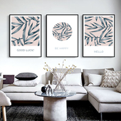 北欧风格 客厅沙发背景墙装 饰画简约植物卧室挂画餐厅壁画粉色ins