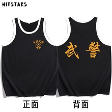 国潮复古怀旧中国定制双面纯棉背心男健身宽松夏季红色马甲衣