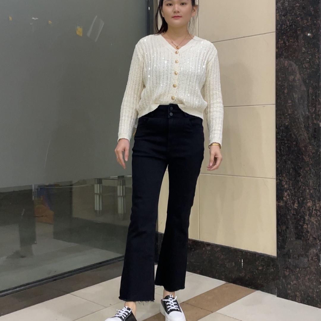 韩国 MiniBrand 秋季新款黑色高要舒适透气简约百搭九分小微喇