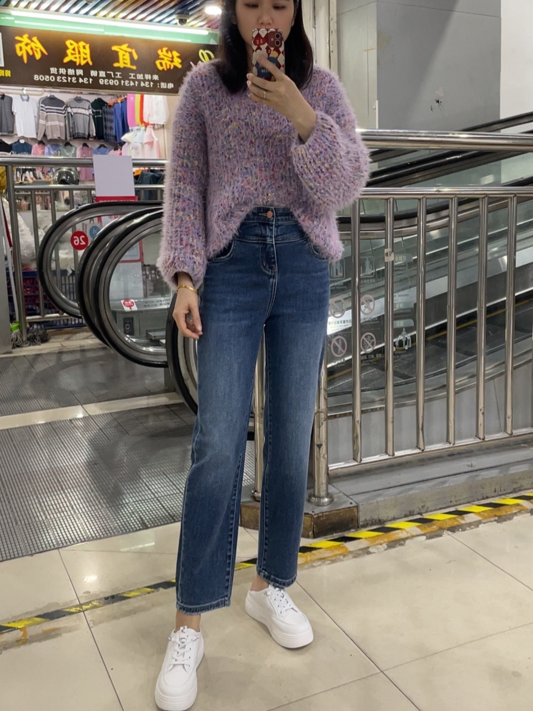 MiniBrand韩国春夏款新款高腰收腹蓝色宽松直筒牛仔裤显瘦牛仔裤