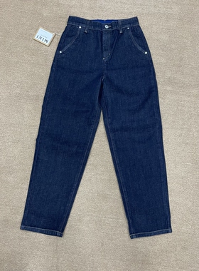 MINIBRAND韩版高腰锥裤直筒牛仔裤女春季显瘦深蓝色高弹休闲裤