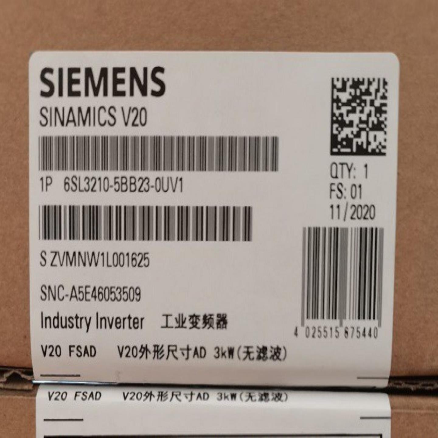 西门子6SL3210-5BB23-0UV1全新原装6SL32105BB230UV1正品现货询价