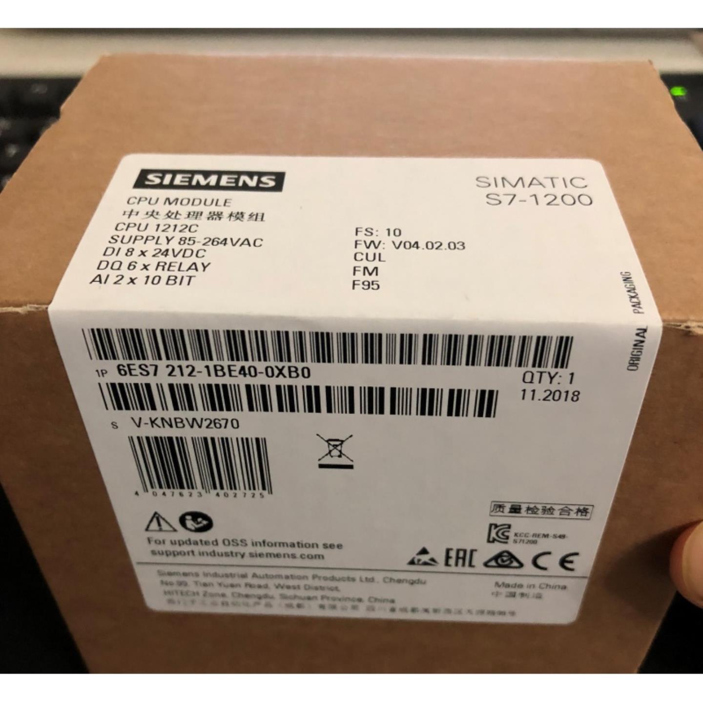 6ES7212-1HE40-0XB0西门子S7-1200紧凑型CPU模块6ES72121HE40询价