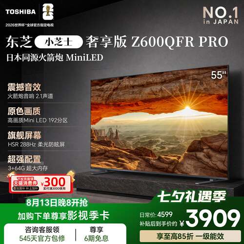 东芝电视小芝士Z600QFRPRO55吋