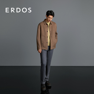 宽松抽绳松紧腰百搭灰色针织裤 ERDOS 25年秋冬新品 平纹直筒裤 男装