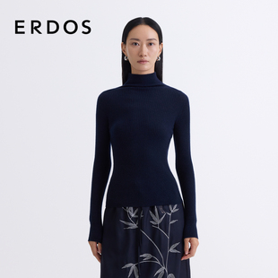 女修身 高领抽条羊绒针织衫 ERDOS 轻薄内搭 全成型