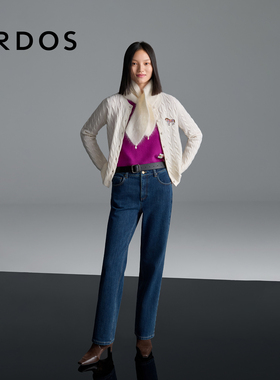 ERDOS 绞花圆领羊绒开衫25秋冬新品学院风生肖女外套新岁礼物系列