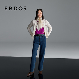 学院风生肖女外套新岁礼物系列 25秋冬新品 ERDOS 绞花圆领羊绒开衫