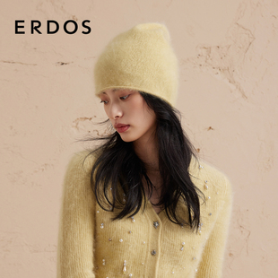 多巴胺针织帽女秋冬女保暖绒感护耳冷帽 ERDOS 纯羊绒