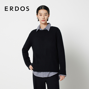 秋冬纯色一字领针织衫 纯羊绒衫 保暖通勤百搭舒适 女装 ERDOS