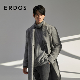 秋冬男纯色加厚可翻高领针织衫 ERDOS 樽领衬纬羊绒衫