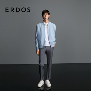 铂金灰色商务休闲长裤 ERDOS 25年秋冬新品 羊毛混纺斜纹西裤 男装