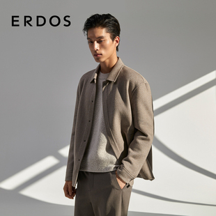 ERDOS 外套秋冬男660g双面斜纹尼落肩休闲上衣 纯羊绒衬衫