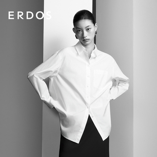 纯棉男友风衬衫 ERDOS 女夏职场宽松休闲上衣 明星同款