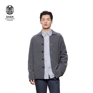 25年秋冬新品 小翻领羊绒开衫 单畦纯色百搭休闲针织外套 男装 ERDOS