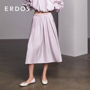 浪漫紫色A字伞裙女夏真丝塔夫绸半身裙刘雯同款 秀场同款 ERDOS